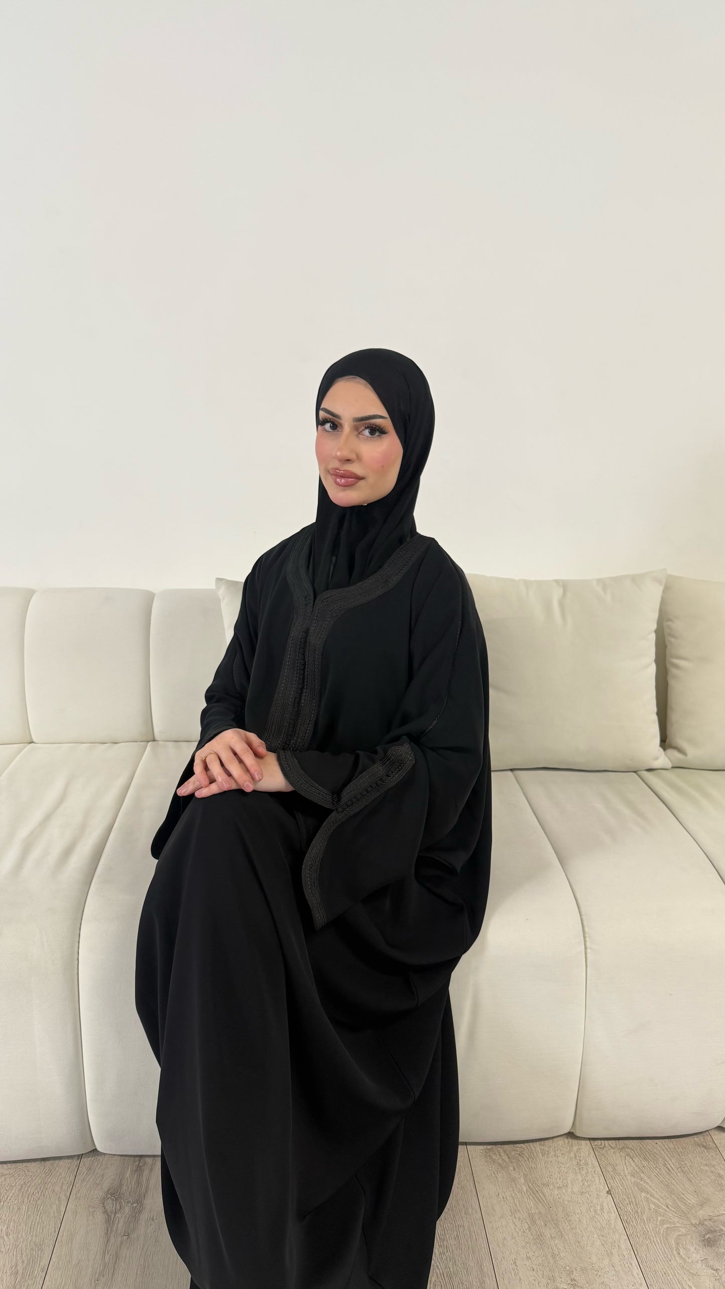 Pre-Order Moroccan Embroidered Abaya Classic Black
