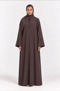 Closed Buttoned Abaya Chocolate Brown