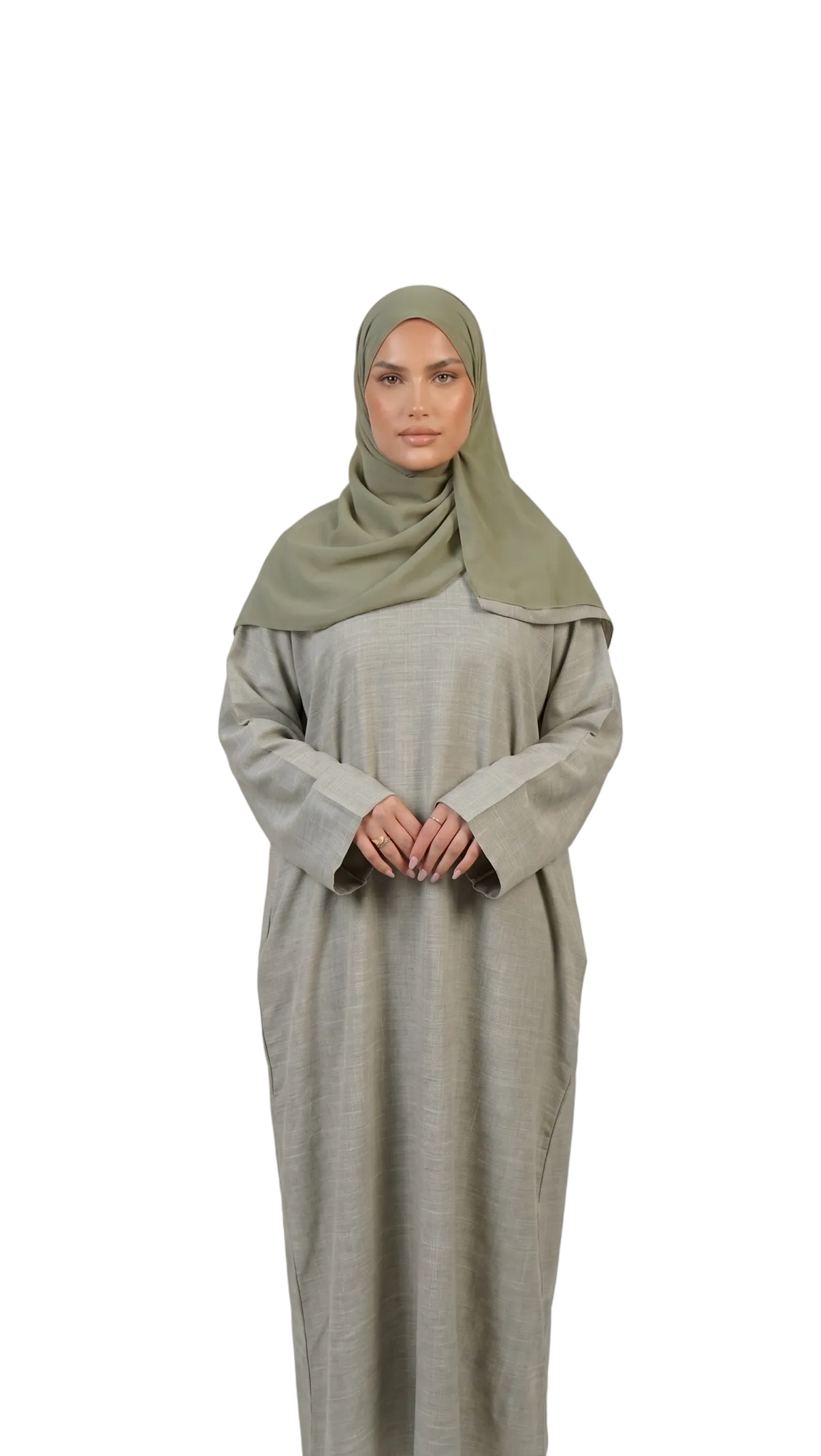 Closed Linen Abaya Sage