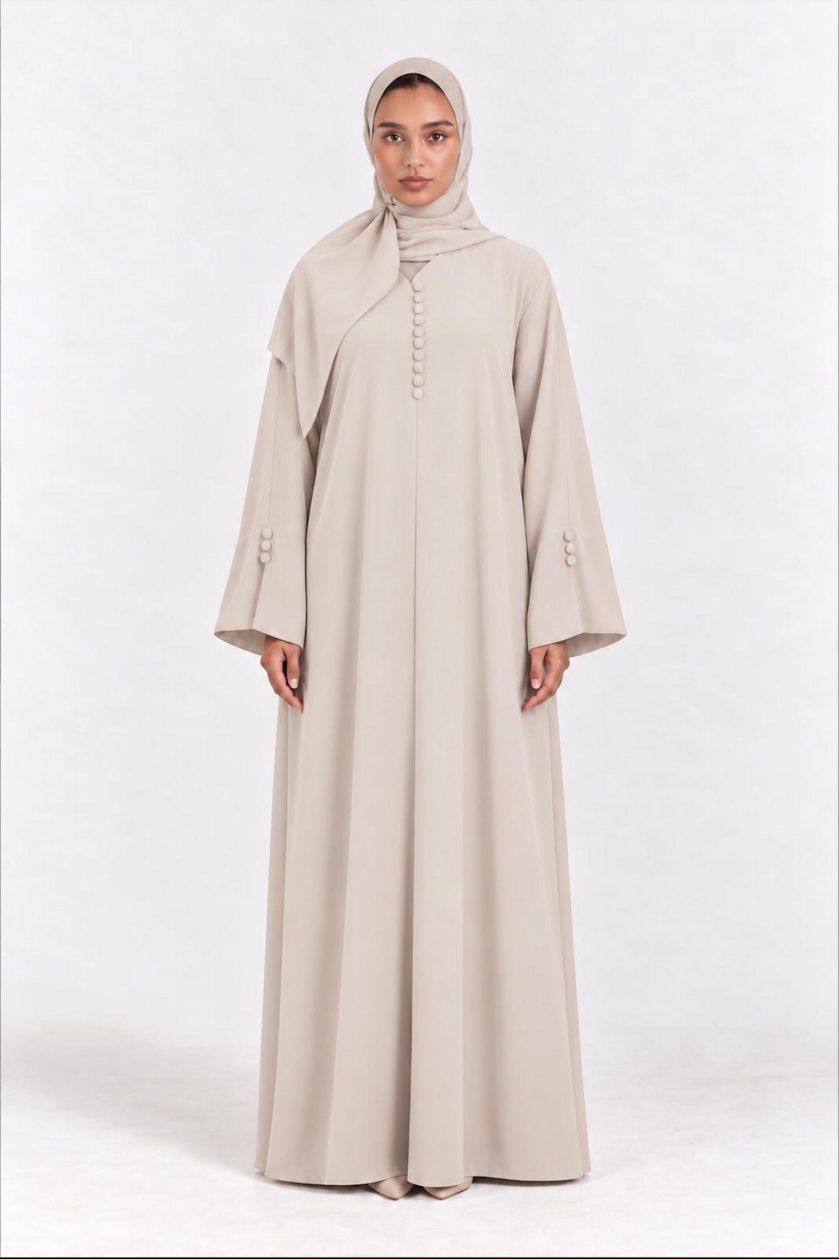 Closed Buttoned Abaya Vanilla