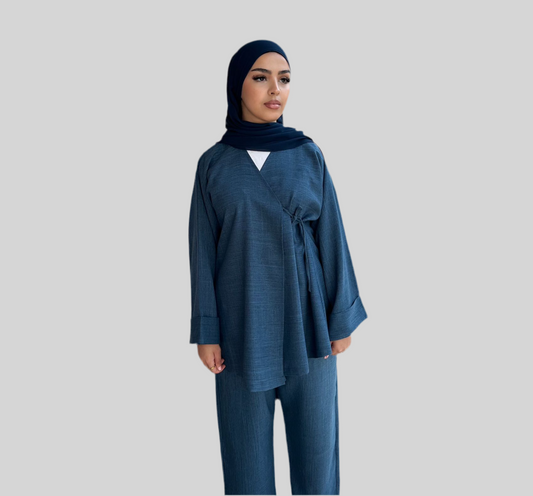Linen Co-ord Set Teal Blue
