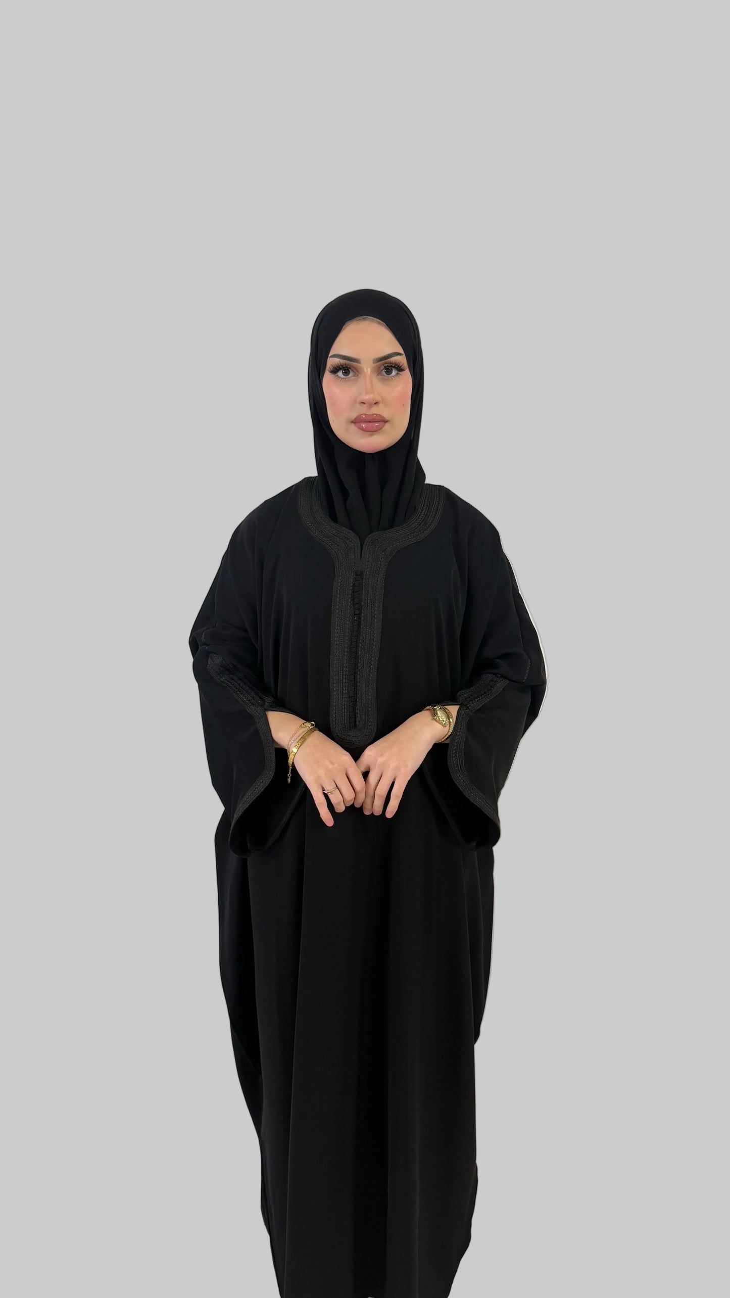 Pre-Order Moroccan Embroidered Abaya Classic Black