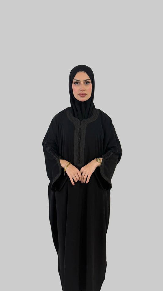 Pre-Order Moroccan Embroidered Abaya Classic Black