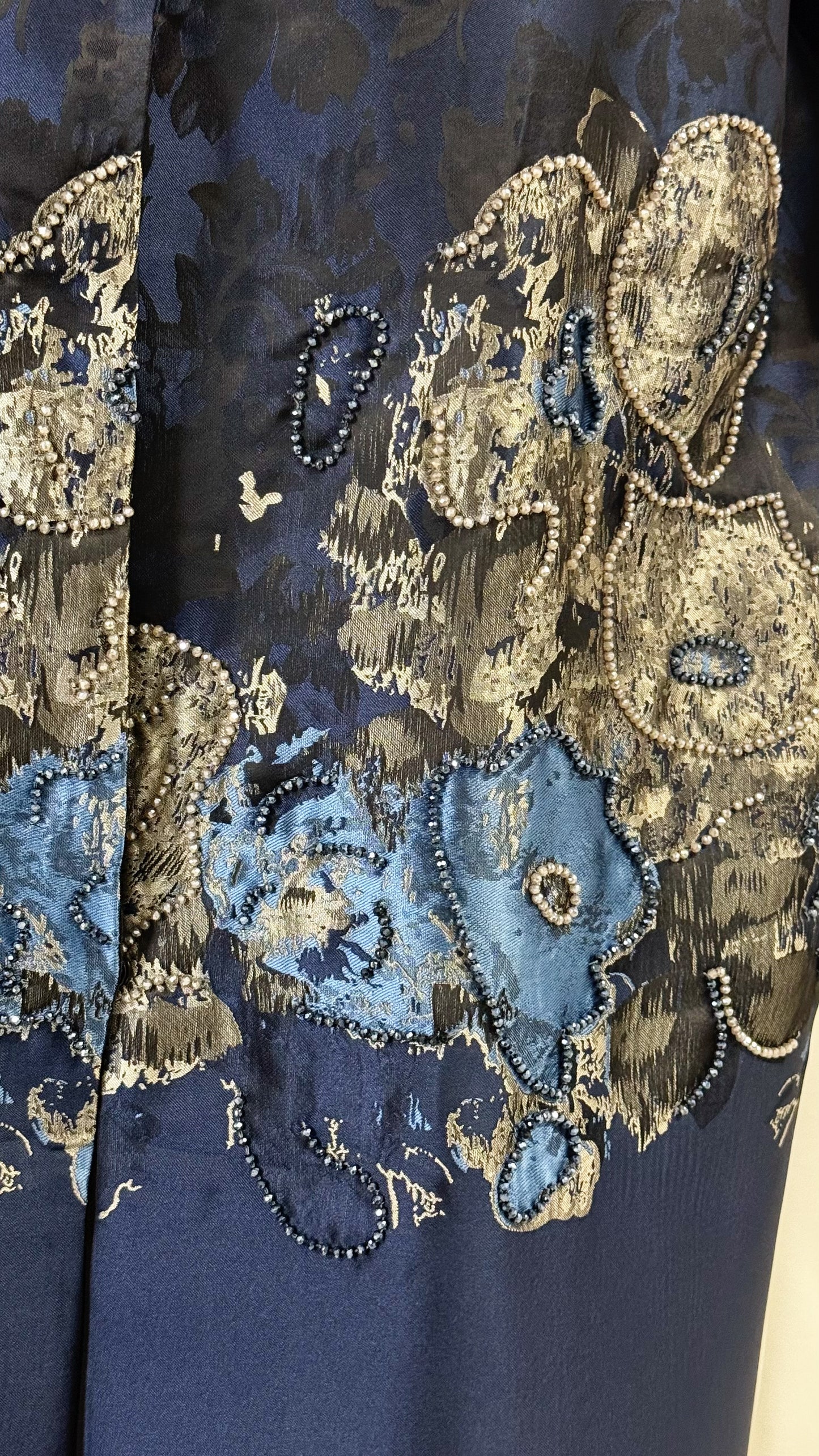 Embellished Statement Abaya  Midnight Navy