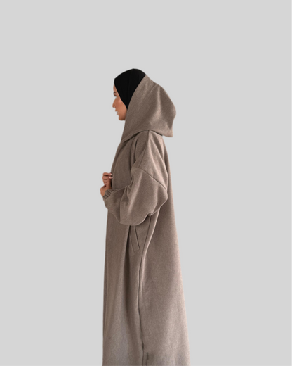 Winter Hooded Coat - Warm Grey