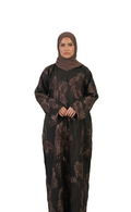 Floral Jacquard Abaya Black & Bronze