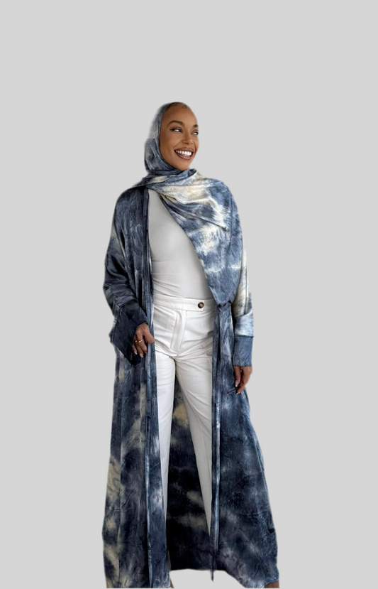 Premium Printed Abaya Sapphire Blue