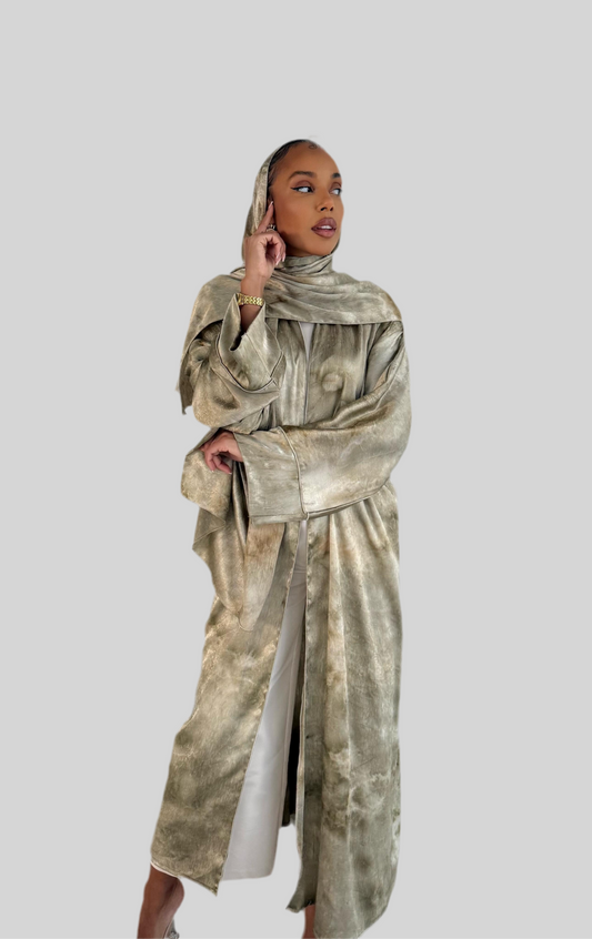 Premium Printed Abaya Sand