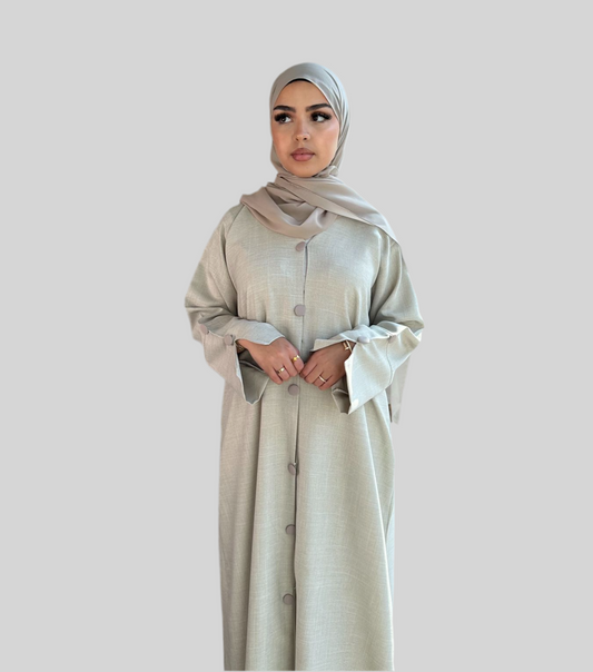 Buttoned Linen Abaya Nadia