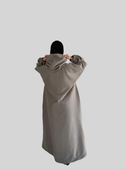 Winter Hooded Coat - Warm Grey