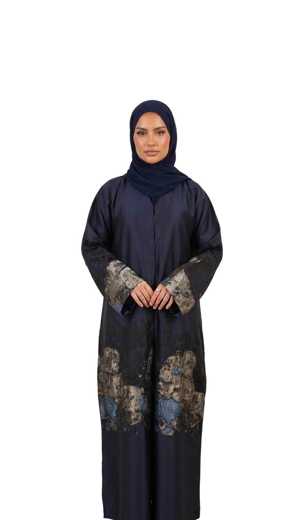 Embellished Statement Abaya  Midnight Navy