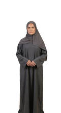 Closed Linen Abaya Charcoal