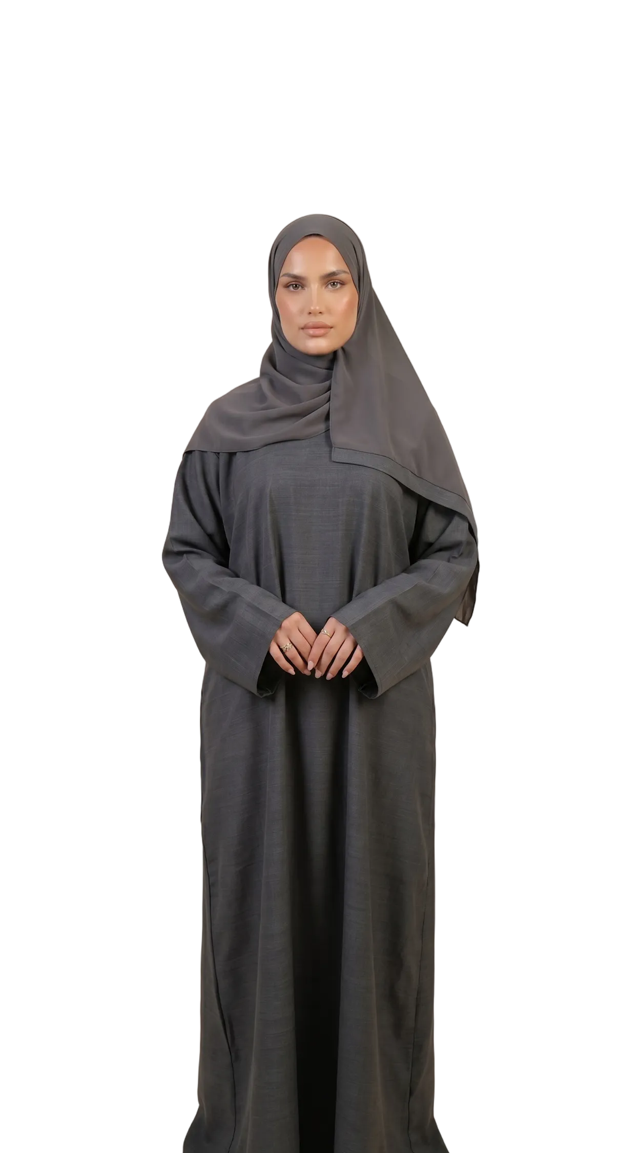 Closed Linen Abaya Charcoal