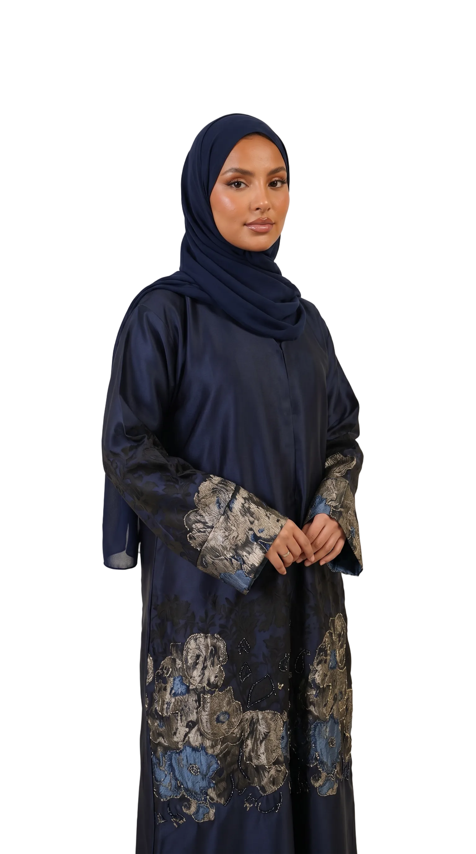 Embellished Statement Abaya  Midnight Navy