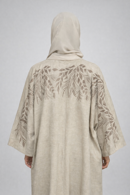 Yara Beige Embroidery Abaya