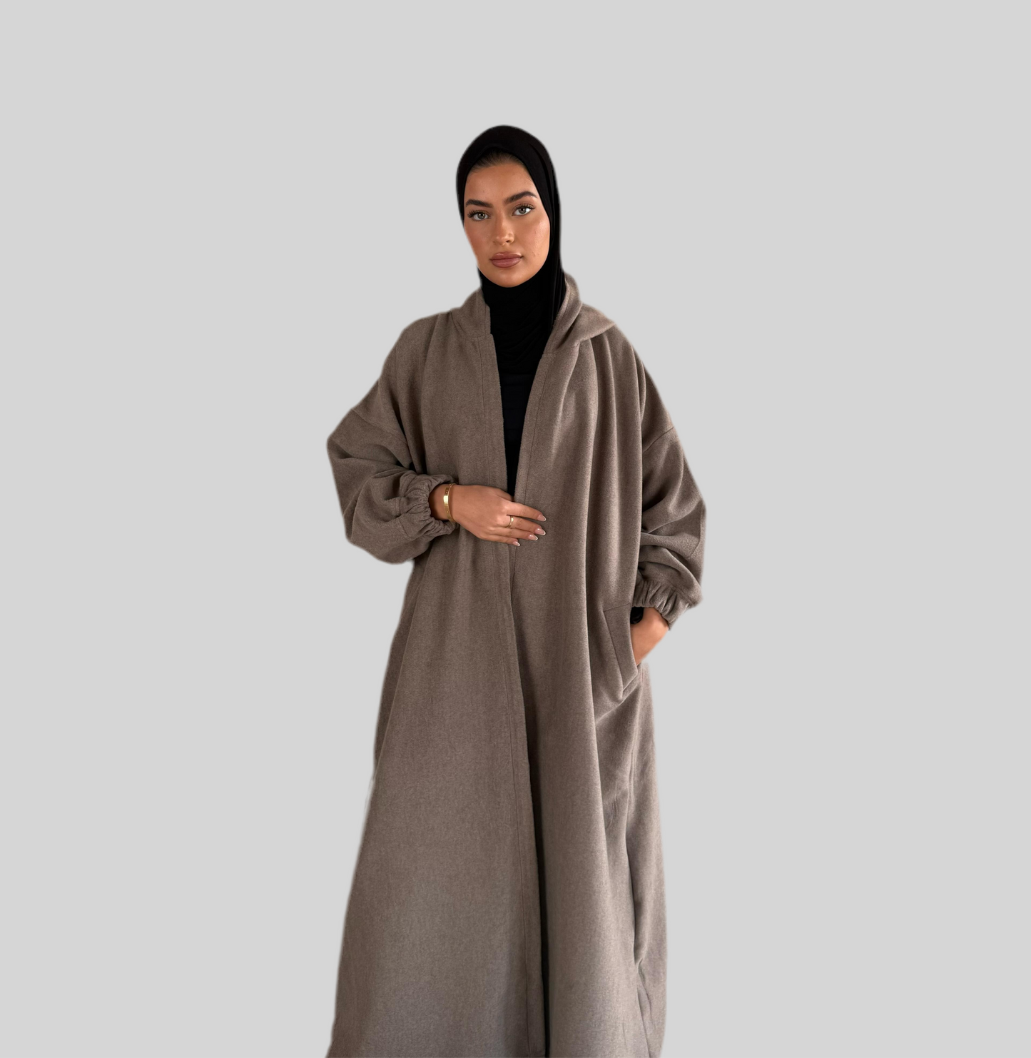 Winter Hooded Coat - Warm Grey