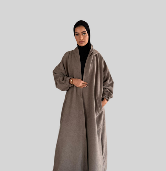 Winter Hooded Coat - Warm Grey