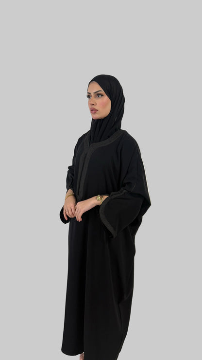 Pre-Order Moroccan Embroidered Abaya Classic Black
