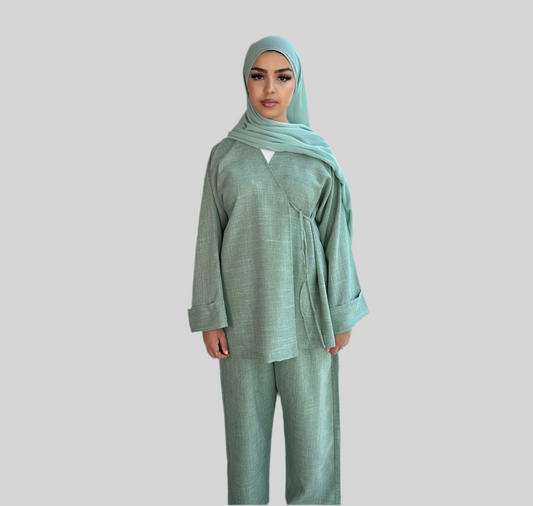 Linen Co-ord Set Pistachio