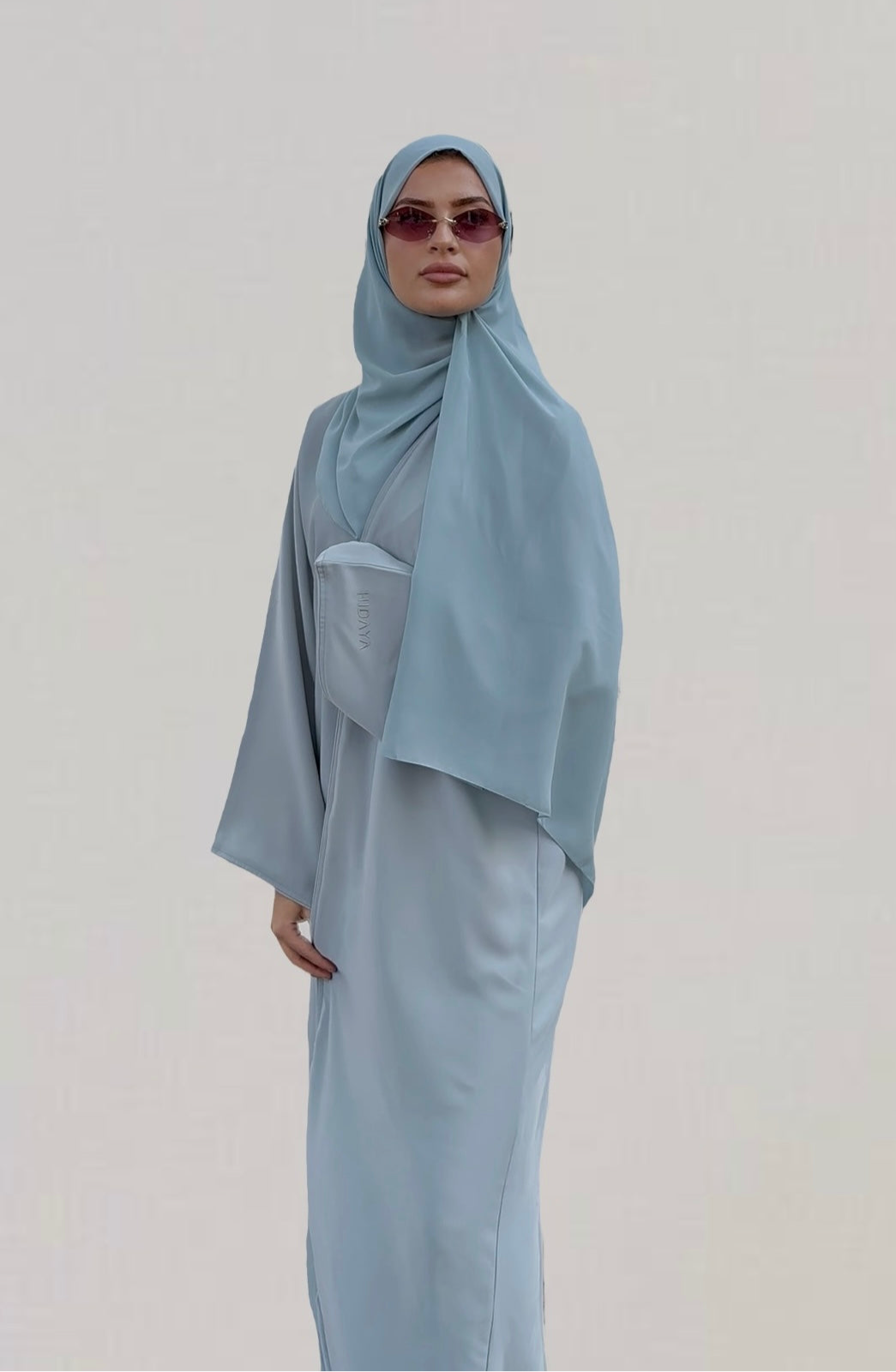 Nida Open Abaya Sky Blue