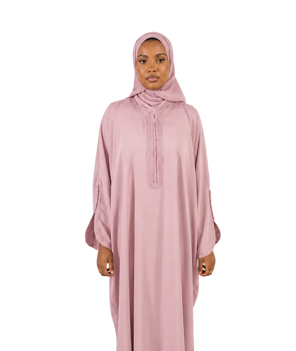 PRE-ORDER Moroccan Embroidered Abaya Cashmere Pink