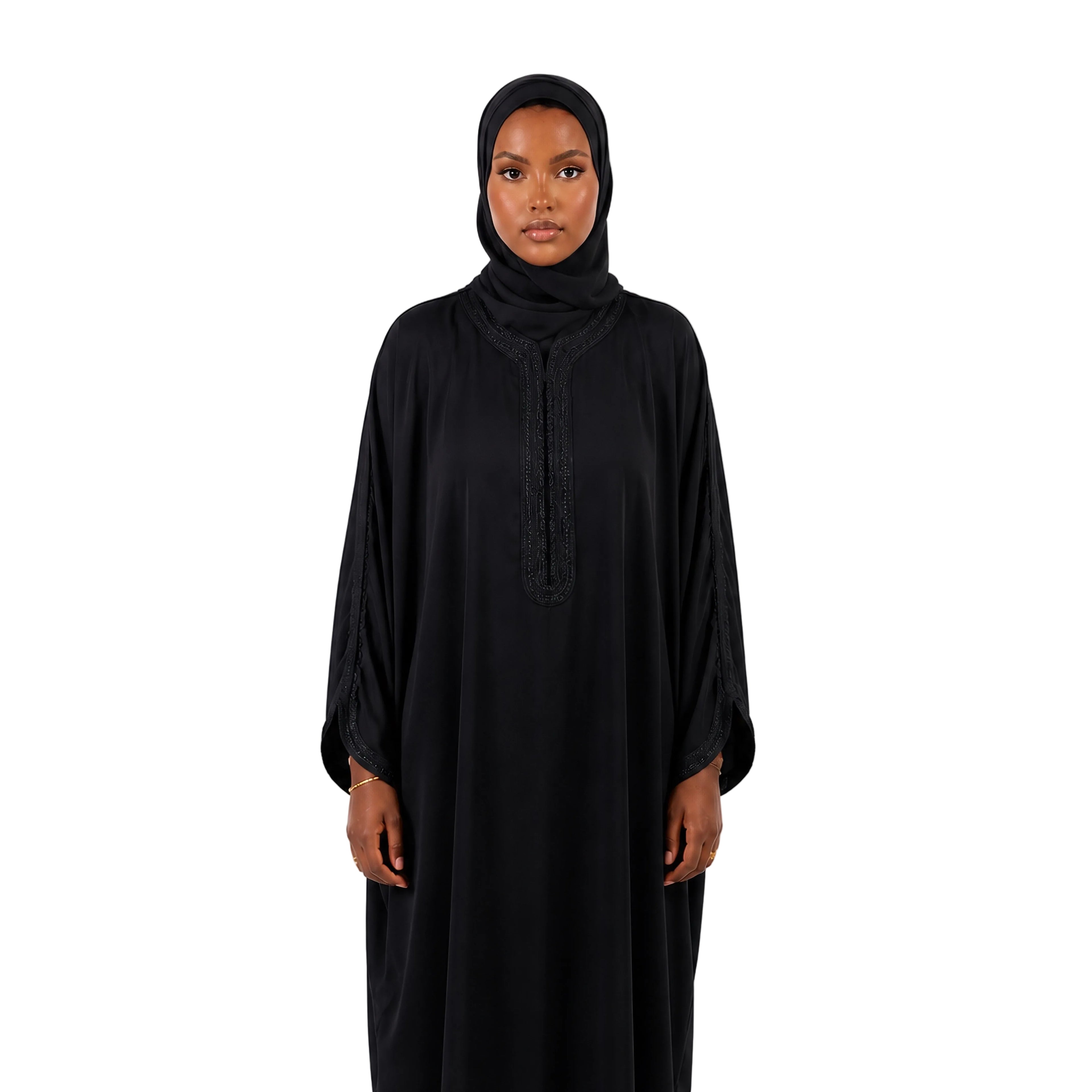 Moroccan Embroidered Abaya Black
