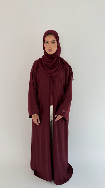 Nida Open Abaya Burgundy