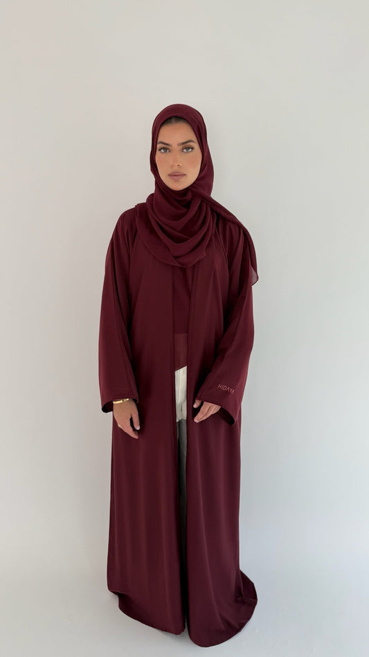 Nida Open Abaya Burgundy