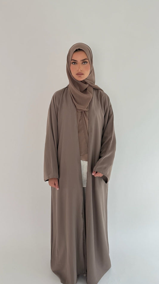 Nida Open Abaya Latte